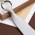 Men's business silver zipper necktie, retro British pattern wedding groom formal tie. - 8cm Soft Cloud Light Gray Zipper Style