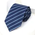 Men's navy blue striped necktie, classic formal business neckwear for office and wedding. - A080 Style Blue Stripe