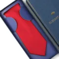 Classic red necktie in elegant blue gift box for men formal wear wedding business events. - Zipper Style / Long Box / Red