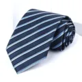 Men's classic blue striped tie for business formal wear, wedding, and professional style. - 8cm W15 British Stripe Self-tie