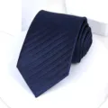 Classic navy blue men's necktie with elegant diagonal texture for formal business wear. - 8cm Blue Bold Stripe Self-tie