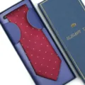 Classic red polka dot men's tie with elegant gift box, perfect for business and wedding. - Zipper Style / Long Box / Burgundy Herringbone Dot