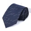 Men's blue business formal tie with stylish dashed line pattern for daily wear or wedding. - 8cm Blue Meteor Self-tie