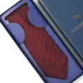 Classic burgundy polka dot necktie for men, elegant formal wedding tie packaged in a gift box. - Zipper Style / Long Box / Burgundy Starry