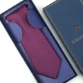Men's formal purple necktie packaged in a luxury blue gift box for wedding and business. - Zipper Style / Long Box / Solid Purple