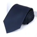 Classic Navy Blue Men Tie Formal Business Solid Color Necktie Wedding Groom Accessories - 8cm Dark Navy Fine Stripe Self-tie