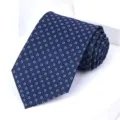 Premium blue geometric pattern men's necktie, ideal for formal business and wedding occasions. - 8cm Dark Blue Jacquard Self-tie