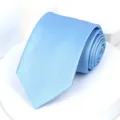 Men's formal business light blue necktie, classic diagonal stripe design, professional style. - 8cm Sky Blue Fine Stripe Self-tie
