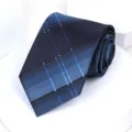 Blue plaid men's necktie, classic formal business suit tie variant, elegant and stylish accessory. - 8cm New 027 Self-tie