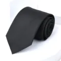 Black men's formal business tie with subtle dash pattern, elegant wedding suit necktie. - 8cm Black Meteor Self-tie