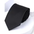 Classic black men's business formal necktie, sleek twill fabric for professional wear. - 8cm Black Fine Stripe Self-tie