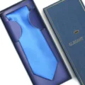 Blue formal necktie for men with elegant gift box, perfect for weddings and business wear. - Zipper Style / Long Box / Solid Royal Blue