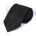 Classic black men's formal necktie featuring elegant woven paisley jacquard pattern. - 8cm Black Paisley Self-tie