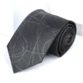 Dark grey men's business tie with abstract geometric pattern, classic formal necktie variant. - 8cm Grey Pattern Self-tie