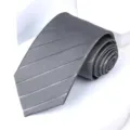 Men's formal business gray striped necktie elegant classic wedding suit accessory - 8cm Light Grey Jacquard Self-tie