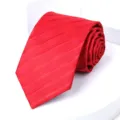 Elegant red striped men's necktie for business formal wear and professional use. - 8cm Red Stripe Self-tie