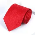 Red men business formal necktie wedding groom suit tie elegant floral jacquard wedding tie. - 8cm D01 Red Floral Handmade