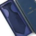 Classic navy blue mens necktie with geometric pattern, elegant formal business wedding tie. - Zipper Style / 8cm Long Box / Blue Snowflake
