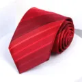 Men's red striped tie business formal necktie wedding groom suit fashion accessory. - 8cm D02 Handmade