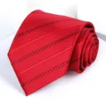 Red striped men's necktie, classic formal business wedding groom wear accessory, stylish tie. - 8cm Red Stripe Self-tie