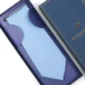 Men light blue classic formal necktie with elegant gift box packaging for wedding business wear - Hand-Tied / Long Box / Sky Blue Fine Stripe
