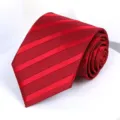 Classic red striped men's necktie, elegant formal business neckwear for weddings. - 8cm Red Stripe Self-tie