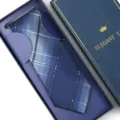 Men formal navy blue plaid necktie in gift box, elegant groom wedding tie for business suit. - Zipper Style / 8cm Long Box / Stylish Plaid