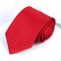 Red men tie formal business wedding groom jacquard patterned stylish necktie variant item - 8cm Red Geometric Jacquard Self-tie