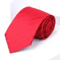 Red striped necktie for men, classic business formal wear tie, stylish wedding suit accessory. - 8cm D18 Handmade