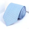 Light blue men's necktie featuring a subtle geometric pattern, elegant formal business accessory. - 8cm Light Blue Geometric Self-tie