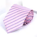 Striped necktie for men formal business wedding pink purple diagonal stripes accessory - 8cm Pink Purple White Stripe Self-tie