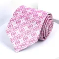 Pink floral jacquard necktie for men, elegant formal business wedding tie in rolled design. - 8cm Pink Purple Floral Jacquard Self-tie