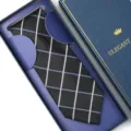 Men's formal plaid necktie in blue gift box, classic design for weddings, business and daily wear. - Zipper Style / Long Box / Business Black Plaid