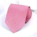 Men's pink and white geometric patterned necktie, elegant business formal tie accessory. - 8cm Pink White Plaid Self-tie