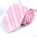 Pink striped men's necktie for business formal wear, elegant classic style necktie variant. - 8cm Pink Stripe Self-tie