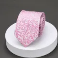 Men's pink floral jacquard tie, elegant business formal necktie for weddings and office wear. - Pink Floral Pattern