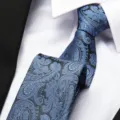 Classic blue black paisley patterned necktie for men formal business wedding wear accessory - 8cm New Blue Paisley Zipper