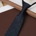 Men's Business Zipper Necktie Detail Retro Floral Pattern Formal Suit Tie Accessory 8cm - Azure Mist Floral 8cm Zipper Tie