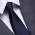 Men's business dark blue tie professional formal wear wedding groom suit match detail image - Navy Meteor Zipper Style / 8cm