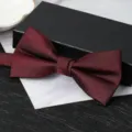 Burgundy mens double layer bow tie formal wedding groom accessory elegant solid color fabric neckwear - Stable Wine Red Bowtie