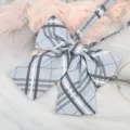 Japanese JK style blue plaid bow tie collar ribbon for uniform shirt apparel accessory detail - Light Blue Plaid Collar Flower