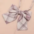 Japanese JK Uniform Plaid Bow Tie Sweet Tartan Sailor Shirt Accessory in Pink Color - JK002 Bowtie / White Purple Red