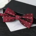 Burgundy bow tie for men, elegant wedding groom formalwear accessory with textured pattern detail. - Wine Red White Paisley Bowtie