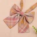 JK plaid bow tie variant, orange and pink tartan ribbon collar for daily school outfit. - JK003 Bowtie / Red Tea