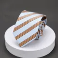 Men blue striped business necktie for formal office wedding professional work 8.5cm wide. - L018