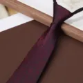 Mens business zipper necktie with retro red leaf pattern, pre-tied formal wear 8cm wide tie. - Red Blue Feather Pattern 8cm Zipper Tie