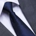 Professional men's dark blue business necktie with subtle geometric pattern for formal wear. - Blue Snowflake Zipper Style / 8cm