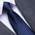 Men's blue paisley business tie detailed view, elegant formal necktie for wedding and office. - 8cm Blue Paisley Zipper