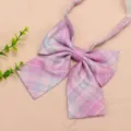 Japanese style plaid JK bow tie for school uniform shirts, cute pink grid accessory - Girl Pink