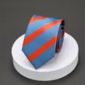 Men's stylish blue and orange striped necktie, classic formal business work suit tie. - ld010 Orange Wide Stripe